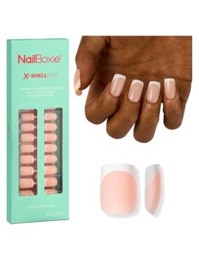 Modelones XSHELLTIPS Nude Pink French Tip Short Square Press On Nails